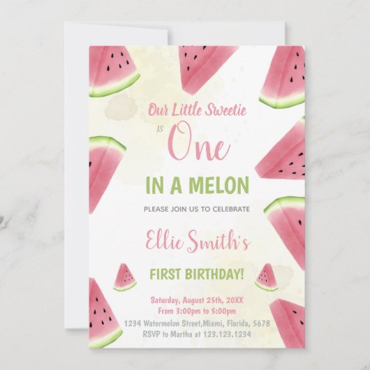 Bewerkbare Summer Party Printable Kaart (Voorkant)