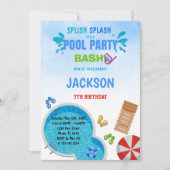 Bewerkbare Summer Swim Bash-uitnodiging voor kinde Kaart (Voorkant)
