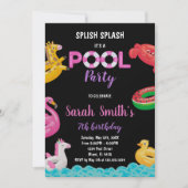 Bewerkbare Summer Swim Party Uitnodigen Kaart (Voorkant)