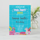 Bewerkbare Summer Swim Party Uitnodiging voor kind (Staand voorkant)