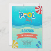 Bewerkbare Summer Swim Party Uitnodiging voor kind (Voorkant)