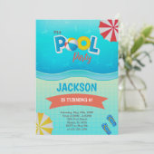 Bewerkbare Summer Swim Party Uitnodiging voor kind (Staand voorkant)