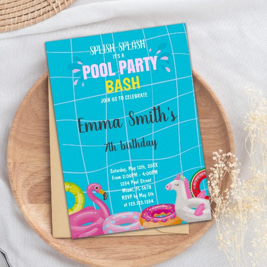 Bewerkbare Summer Swim Party Uitnodiging voor kind