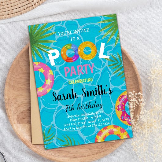 Bewerkbare Summer Swim Party Uitnodiging voor kind