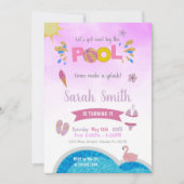Bewerkbare Summer Swim Party Uitnodiging voor meis (Voorkant)