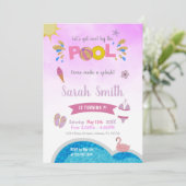 Bewerkbare Summer Swim Party Uitnodiging voor meis (Staand voorkant)