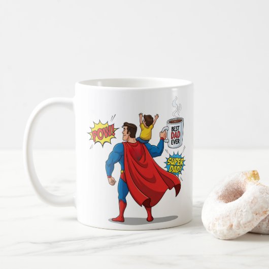 Bewerkbare superhelden cadeau mok superdad de best (Met donut)