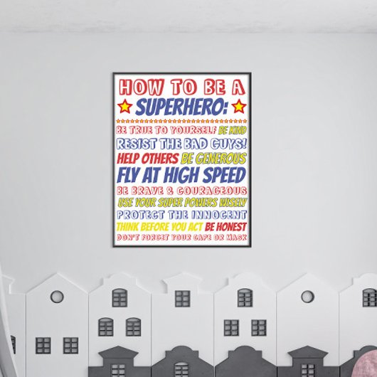 Bewerkbare Superheldenprint voor kinderkamer Poster