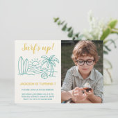 Bewerkbare Surven Verjaardag Uitnodigen met foto Kaart (Staand voorkant)