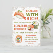 Bewerkbare Sushi uitnodiging voor verjaardagsfeest (Staand voorkant)