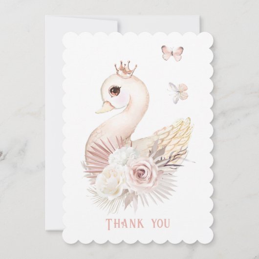 BEWERKBARE Swan Eerste Verjaardag Sjabloon Kaart (Achterkant)