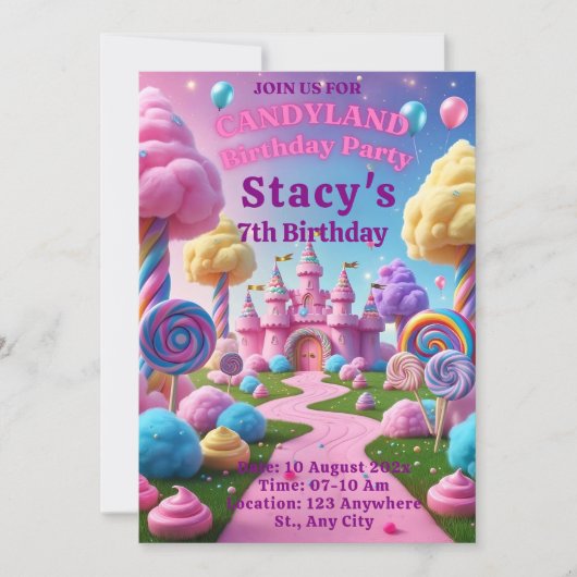 Bewerkbare Sweet Celebration Verjaardag Uitnodigen Kaart (Voorkant)