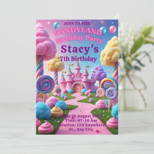 Bewerkbare Sweet Celebration Verjaardag Uitnodigen Kaart (Staand voorkant)