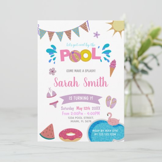 Bewerkbare Sweet & Magical Summer Party Uitnodigen Kaart (Staand voorkant)