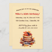 Bewerkbare taart en bessen verjaardag kaart (Voorkant / Achterkant)