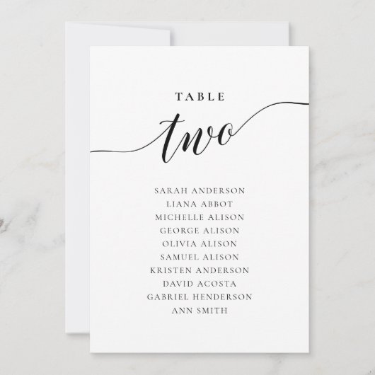 Bewerkbare tabel Nummer Twee Zitting Grafiek Kaart (Voorkant)