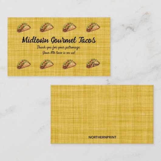 Bewerkbare Taco Shop Loyalty Rewards Kaart (Voorkant / Achterkant)