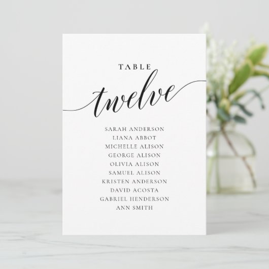 Bewerkbare tafel nummer Twaalf Zitting Grafiek Kaa Kaart (Staand voorkant)