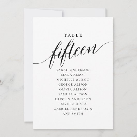 Bewerkbare tafel nummer vijftien zitplaatsen grafi kaart (Voorkant)