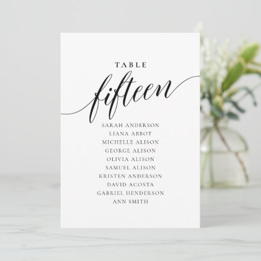 Bewerkbare tafel nummer vijftien zitplaatsen grafi kaart (Staand voorkant)