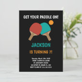 Bewerkbare tafel Tennis Party Uitnodiging voor kin (Staand voorkant)