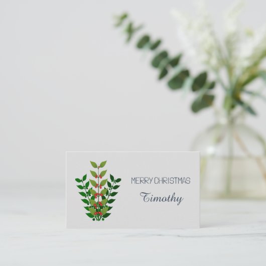 Bewerkbare takken en bessen Kerstmis Plaatskaartje (Staand voorkant)
