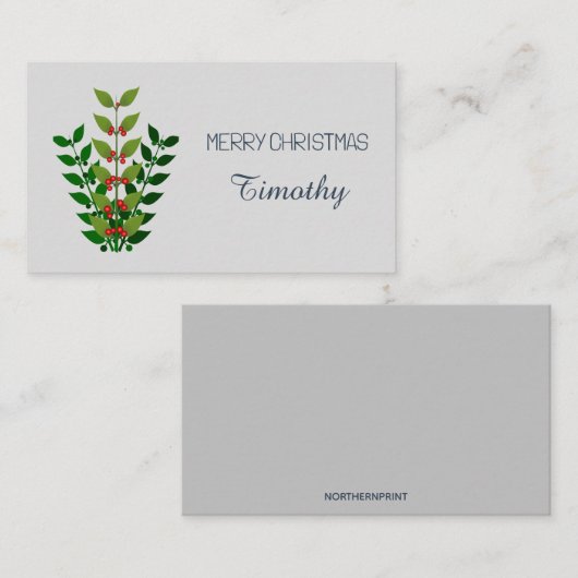 Bewerkbare takken en bessen Kerstmis Plaatskaartje (Voorkant / Achterkant)