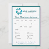Bewerkbare tandheelkundige volgende afspraak kaart (Voorkant)