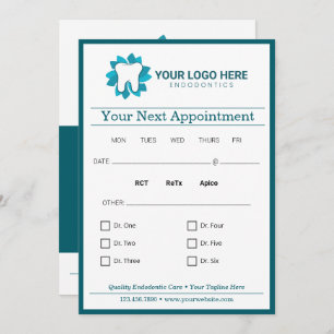 Bewerkbare tandheelkundige volgende afspraak kaart