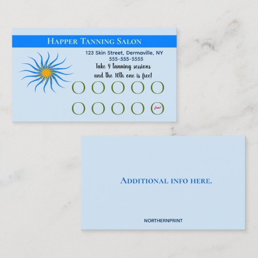 Bewerkbare Tanning Salon Klantenkaartje (Voorkant / Achterkant)