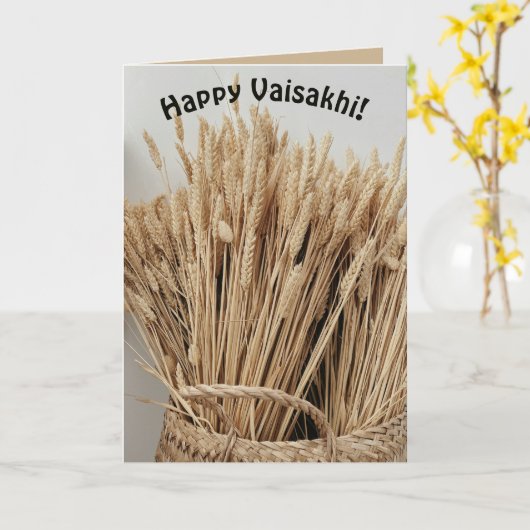 Bewerkbare Tarwe Happy Vaisahki Kaart (Gele Bloem)