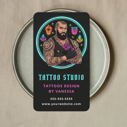 Bewerkbare Tattoo Studio van Professioneel Tattoo Visitekaartje