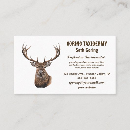 bewerkbare taxidermist visitekaartje (Voorkant)