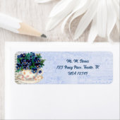 Bewerkbare Teacup en Pansies Retour Adreslabel Etiket (Insitu)