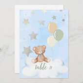 Bewerkbare Teddy Bear Baby shower 5x7 tabelnummers Programmakaart (Voorkant / Achterkant)