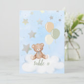 Bewerkbare Teddy Bear Baby shower 5x7 tabelnummers Programmakaart (Staand voorkant)