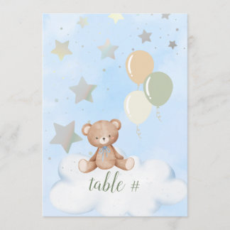 Bewerkbare Teddy Bear Baby shower 5x7 tabelnummers Programmakaart