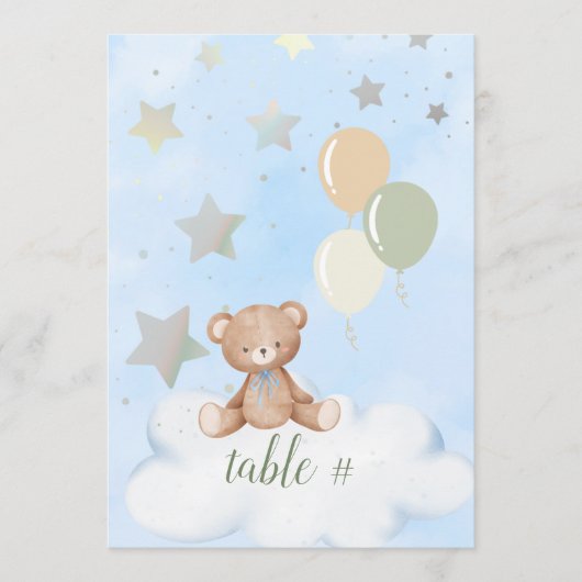 Bewerkbare Teddy Bear Baby shower 5x7 tabelnummers Programmakaart (Voorkant)