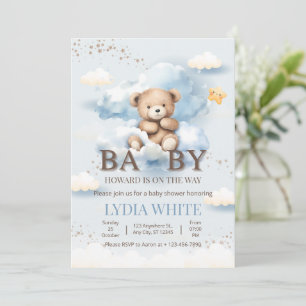 Bewerkbare Teddy Bear Baby shower kan nauwelijks w Kaart