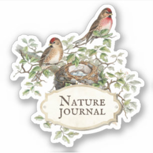 Bewerkbare tekst Bird Nest Esthetische Journal Sti Sticker