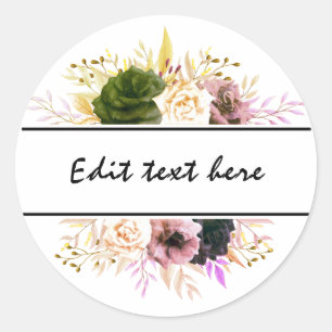 Bewerkbare Tekst Bloemrijke Dank Je, Welkom, Thuis Ronde Sticker