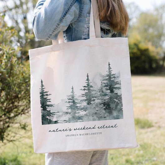Bewerkbare tekst Bos Bruidsfeest Tote Bag