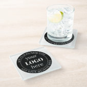 Bewerkbare tekst en uw Logo of ander ontwerp Glazen Onderzetter (Schuin)