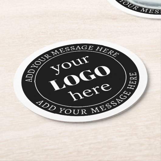 Bewerkbare tekst en uw Logo of ander ontwerp Ronde Kartonnen Onderzetter (Gebogen)