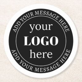 Bewerkbare tekst en uw Logo of ander ontwerp Ronde Kartonnen Onderzetter
