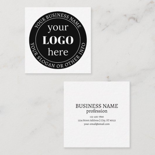 Bewerkbare tekst en uw Logo of ander ontwerp Vierkante Visitekaartje (Voorkant / Achterkant)