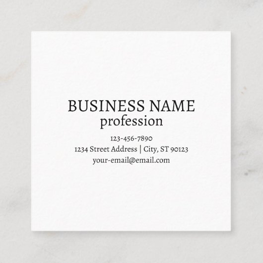 Bewerkbare tekst en uw Logo of ander ontwerp Vierkante Visitekaartje (Achterkant)