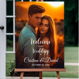 Bewerkbare tekst kleuren Modern bruiloft welkom bo Poster