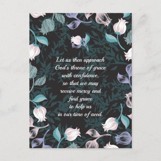 Bewerkbare tekst met bloemen, zwart briefkaart (Voorkant)