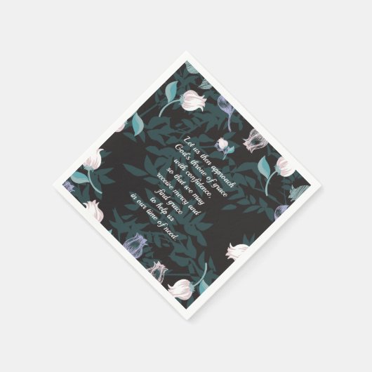 Bewerkbare tekst met bloemen, zwart servet (Hoek)